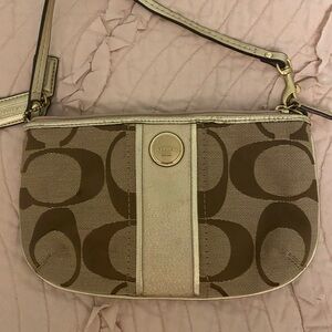 Coach Brown and Tan Signature Crossbody Bag